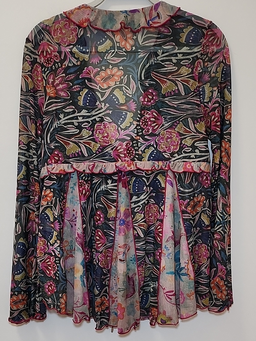 Natural Life ruffle mesh boho blouse with bell sleeves Size Meduim - Picture 9 of 16